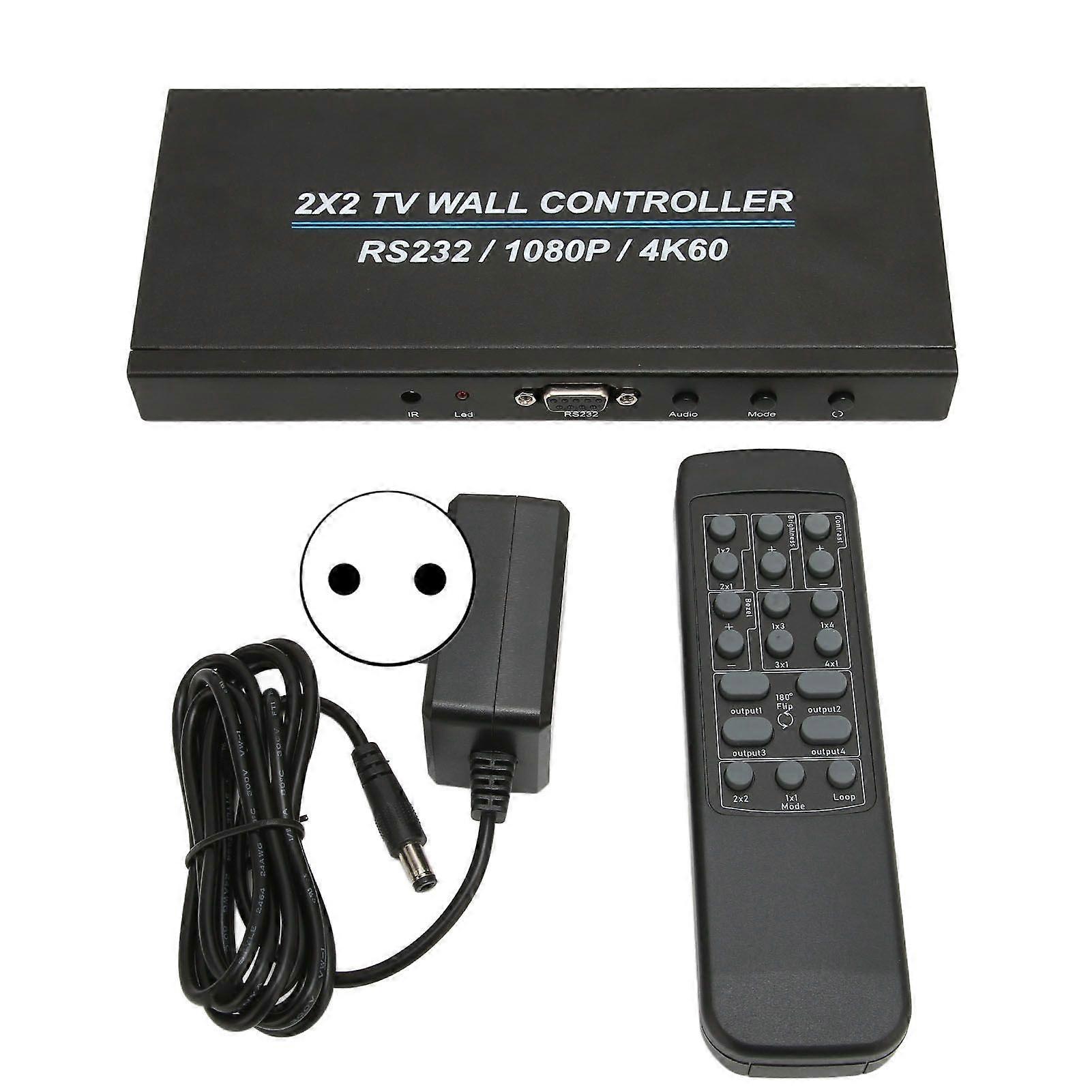 2X2 HD Multimedia Interface Video Image Processor 4K 60Hz 1080P Multi Channel Digital Video Wall Controller 100240V EU Plug