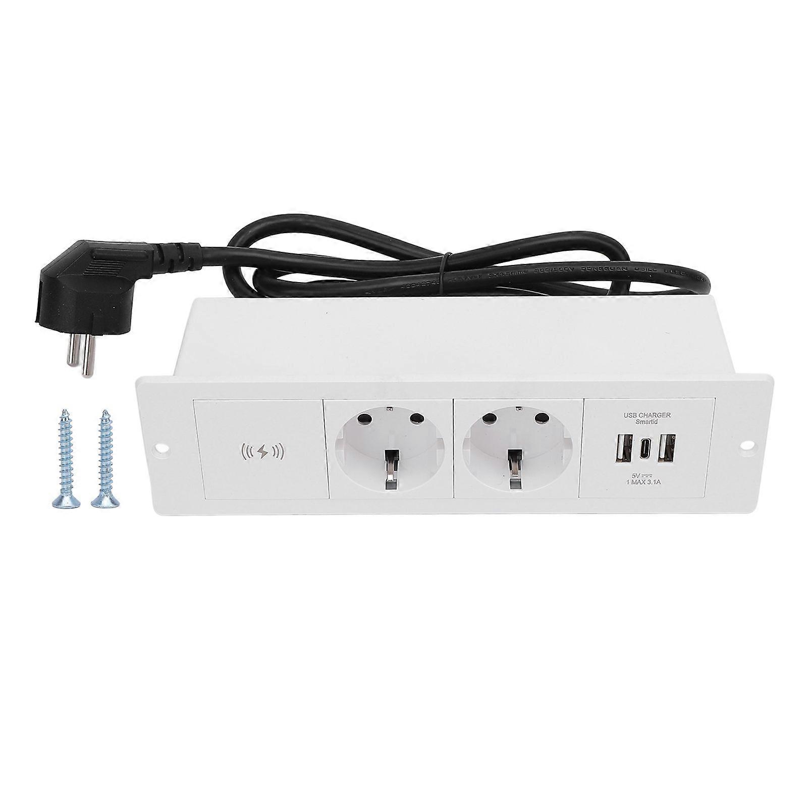 Recessed Power Strip with Wireless Charge USB Ports 4 in 1 Furniture Power Outlet for Table