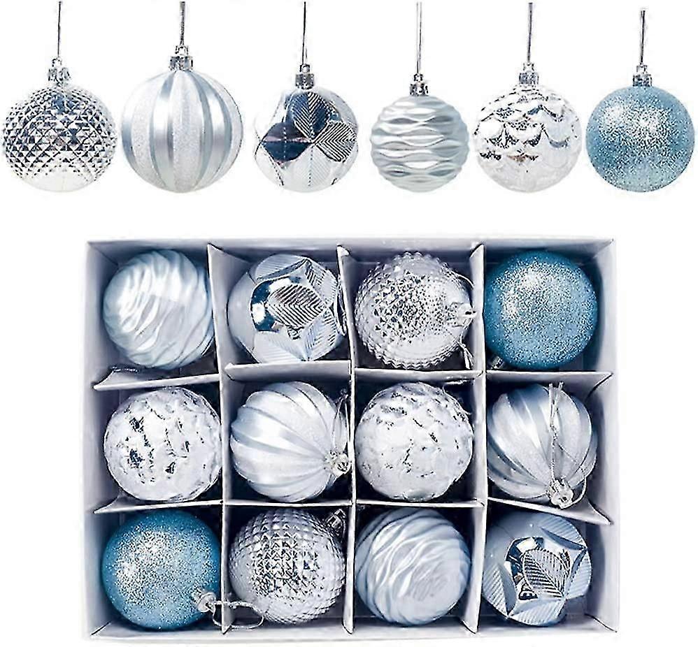 12pcs Christmas Baubles Christmas Balls Set Christmas Baubles Christmas Baubles Set 2.4 Inch / 6cm, Unbreakable Christmas Balls Decoration Christmas T