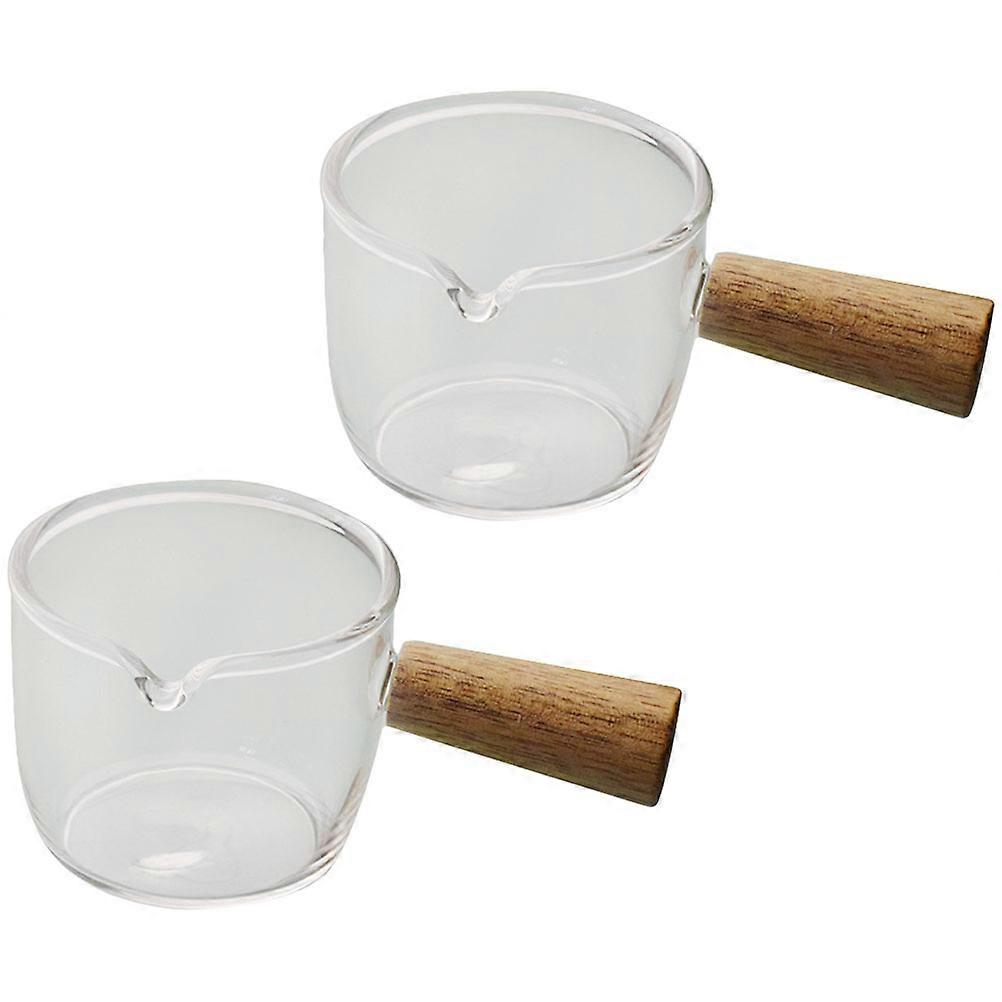 Glass Milk Cups Small Coffee Pitcher for Party Use 2Pcs Transparent Cups