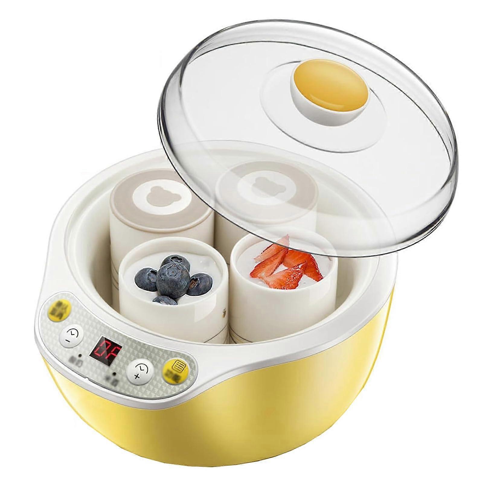 1000ML Automatic Yogurt Maker 304 Stainless Steel Liner, 4 Cups, LED Display, Timer, Home Use, Cheese Maker, Natto Maker