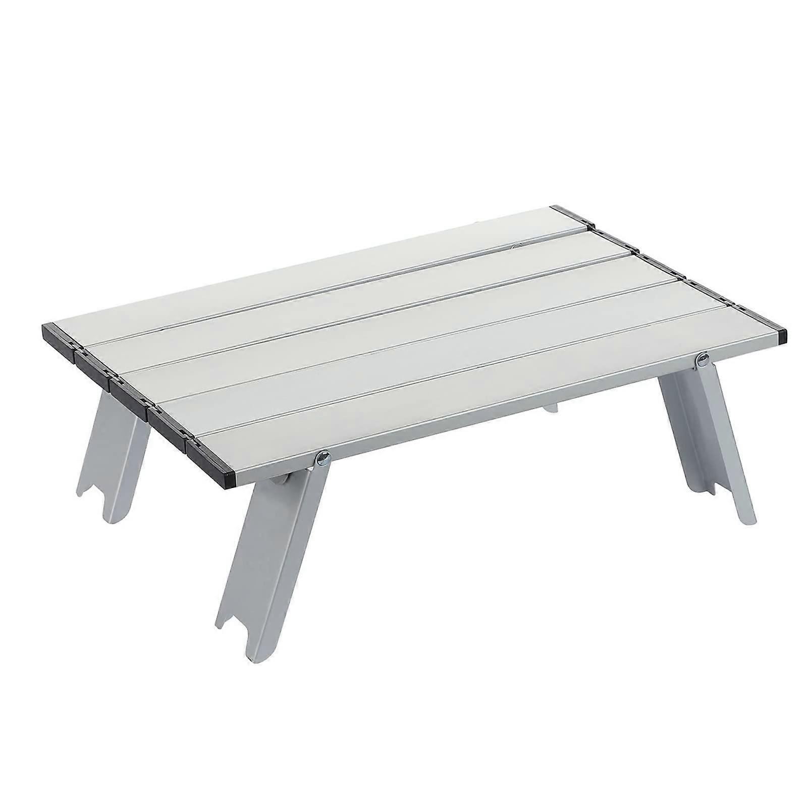 Small Outdoor Folding Table - Aluminum Alloy Portable Camping Table for Beach Picnic, Lightweight and Compact Design (Silver)