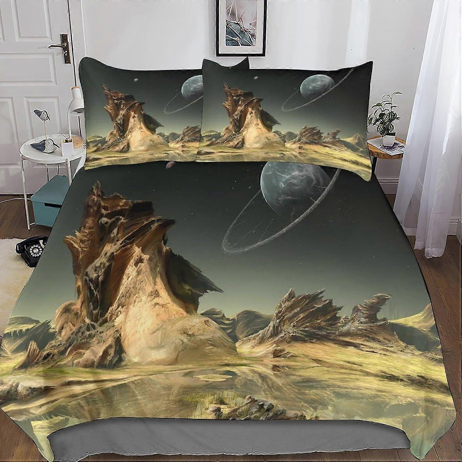 t219 Bedding Set Double Size Bedding Galaxy Printed Duvet Cover Super Soft Hypoallergenic Microfiber Quilt Cover with Pillowcase with Zipeer Closure f