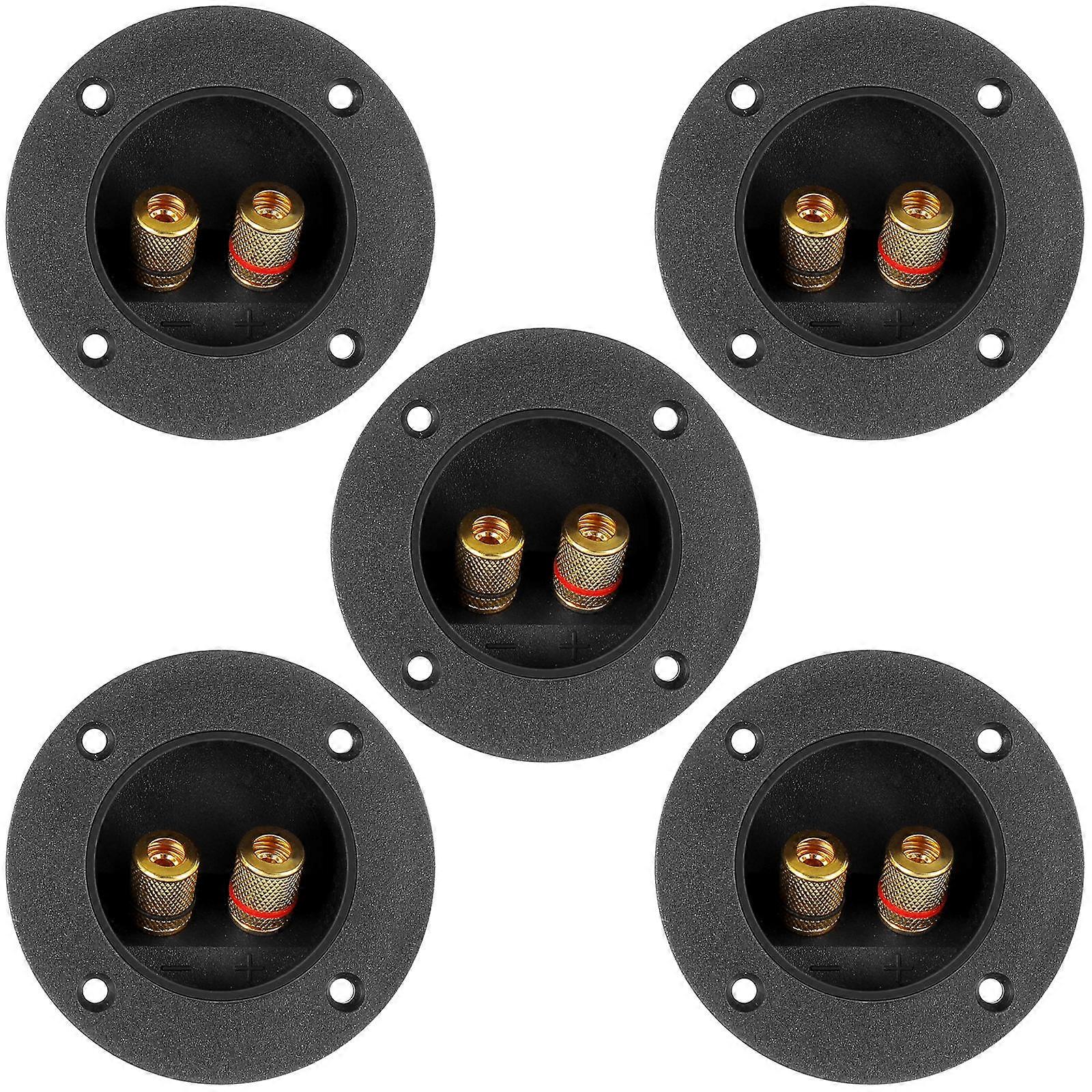 Round Terminal Connectors for 2-Way Speaker Box with 5Pcs Black