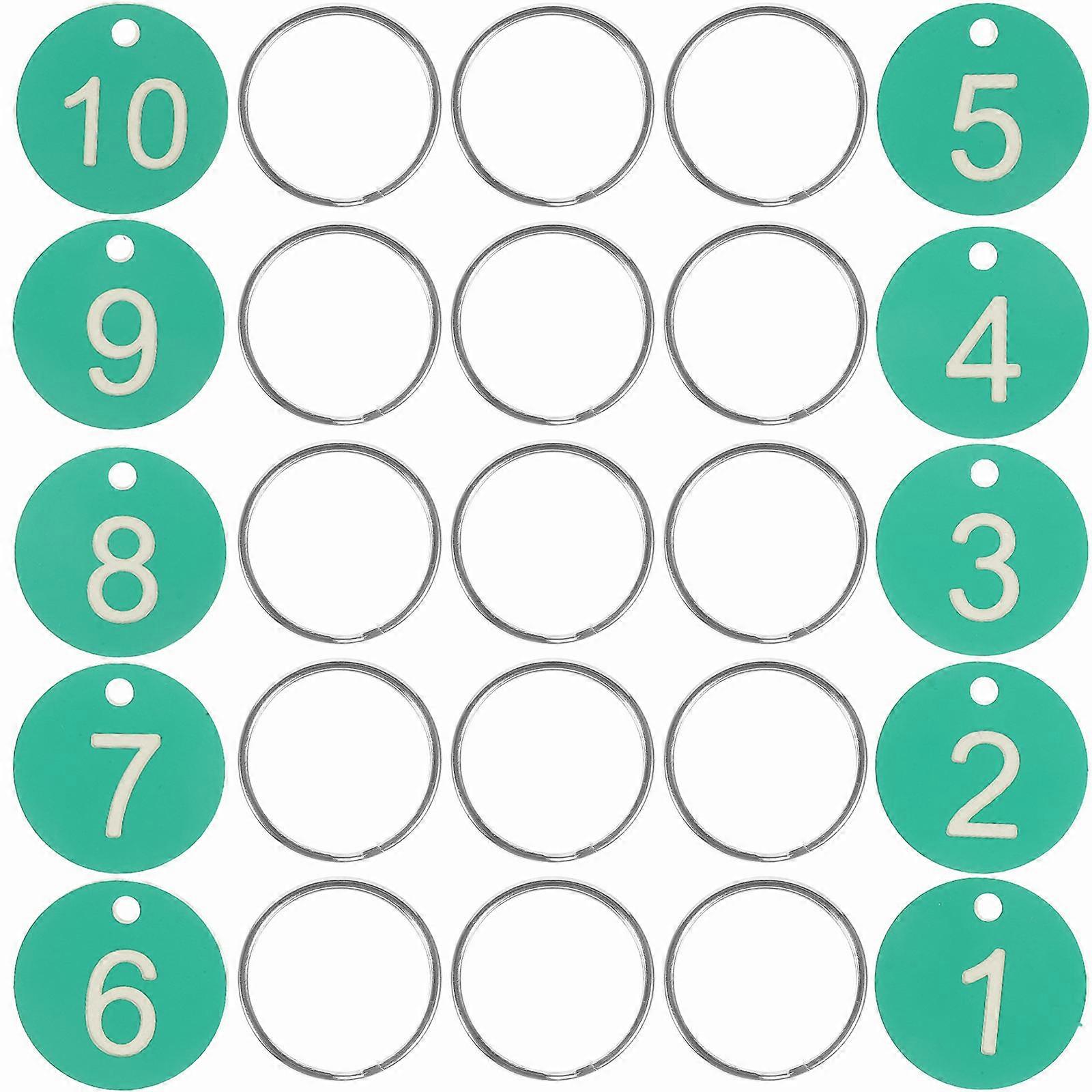 Green Round Number Tags Acrylic Number Tags for Queuing 100Sets with Rings