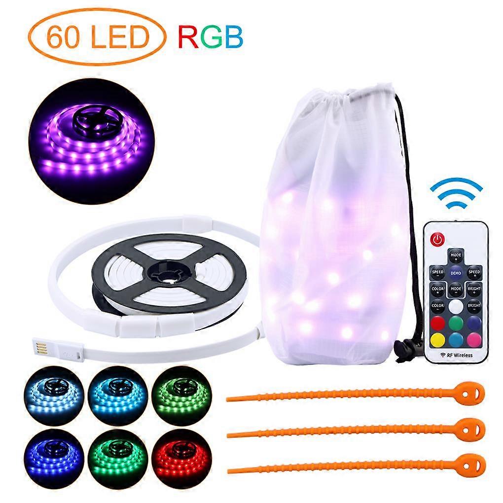 Waterproof Camping RGB LED Strip Light Flashlight Lamp USB LED String Light Remote Control Outdoor Camping
