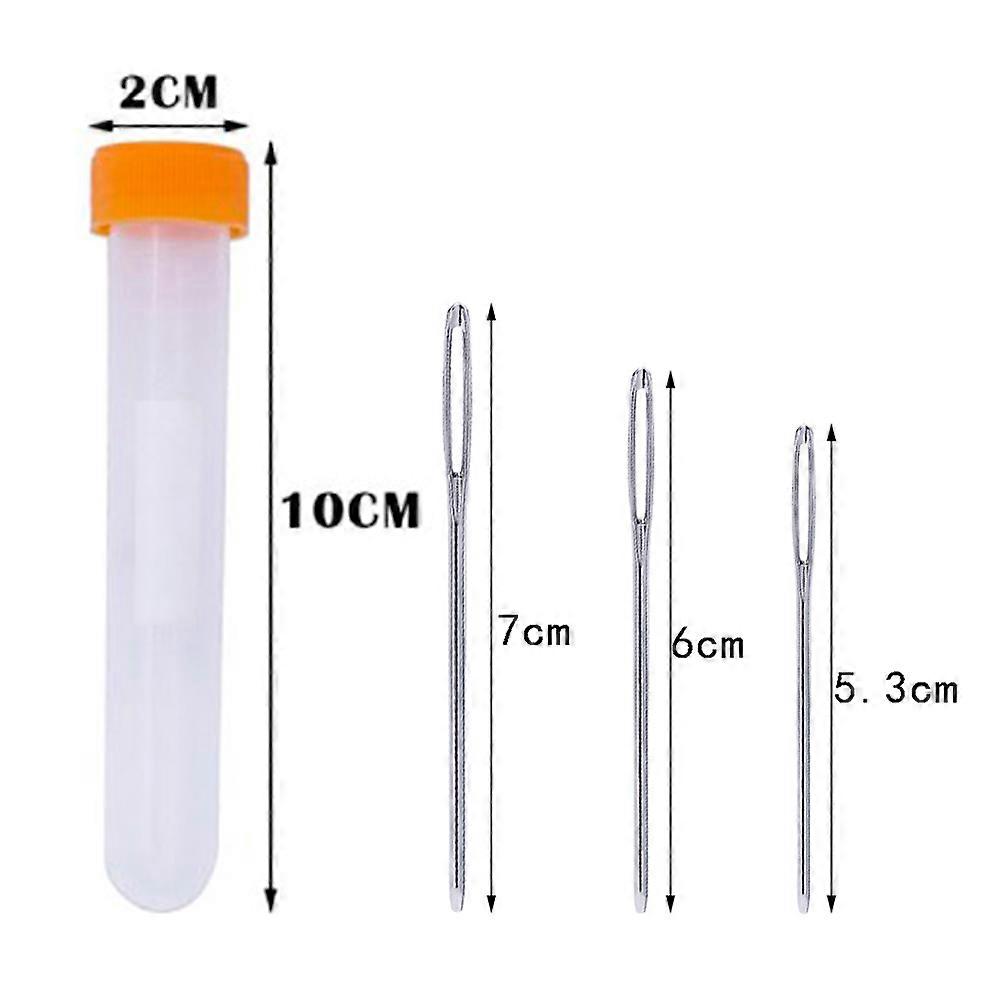 18Pcs Blunt Large Eye Stitch Needles for Knitting Sewing Silver Set