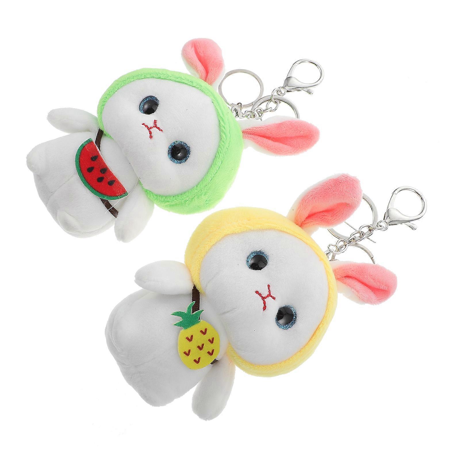 Adorable Bunny Key Ring Plush Rabbit Key Buckle for 2Pcs Decor Use