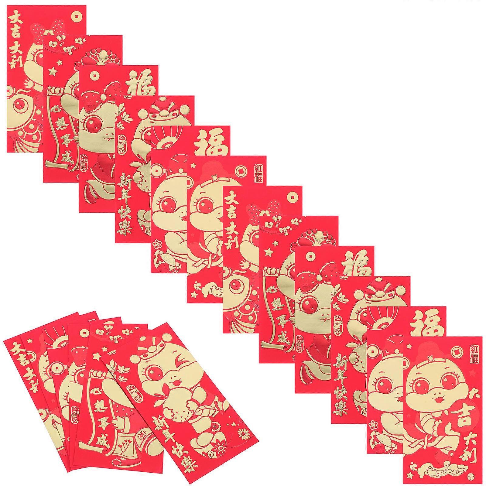 Chinese New Year Red Envelopes Snake Year for Storage 36Pcs Money Pouches