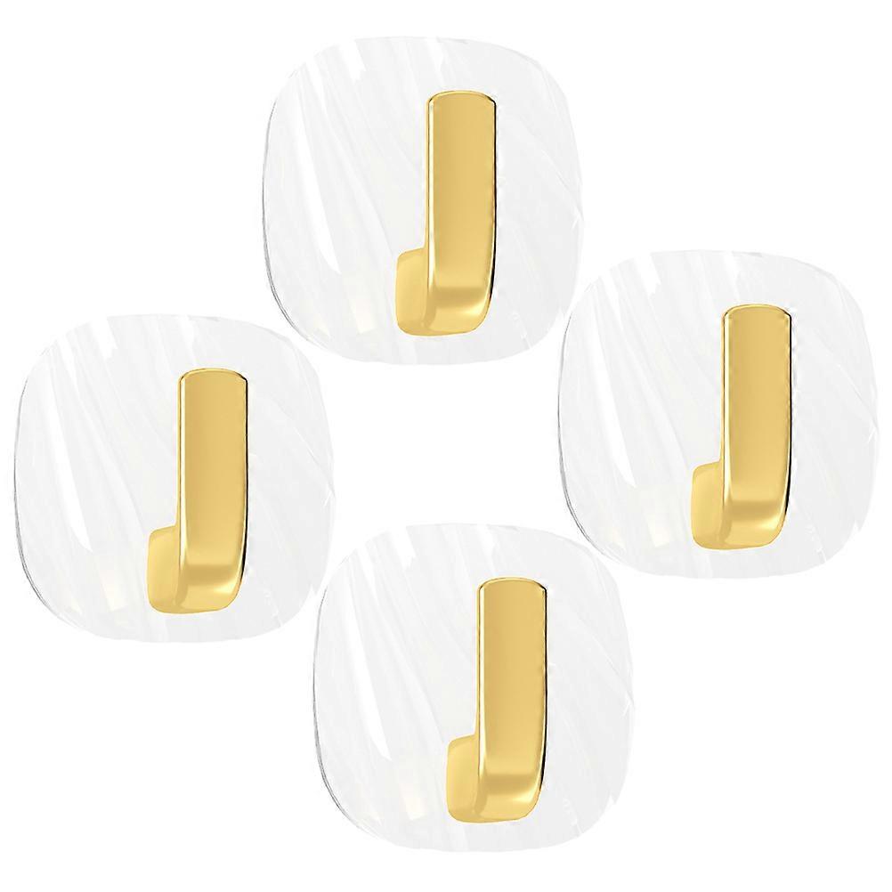 4Pcs Golden Acrylic Hooks Coat Hooks for Hooking Adhesive Wall Mount