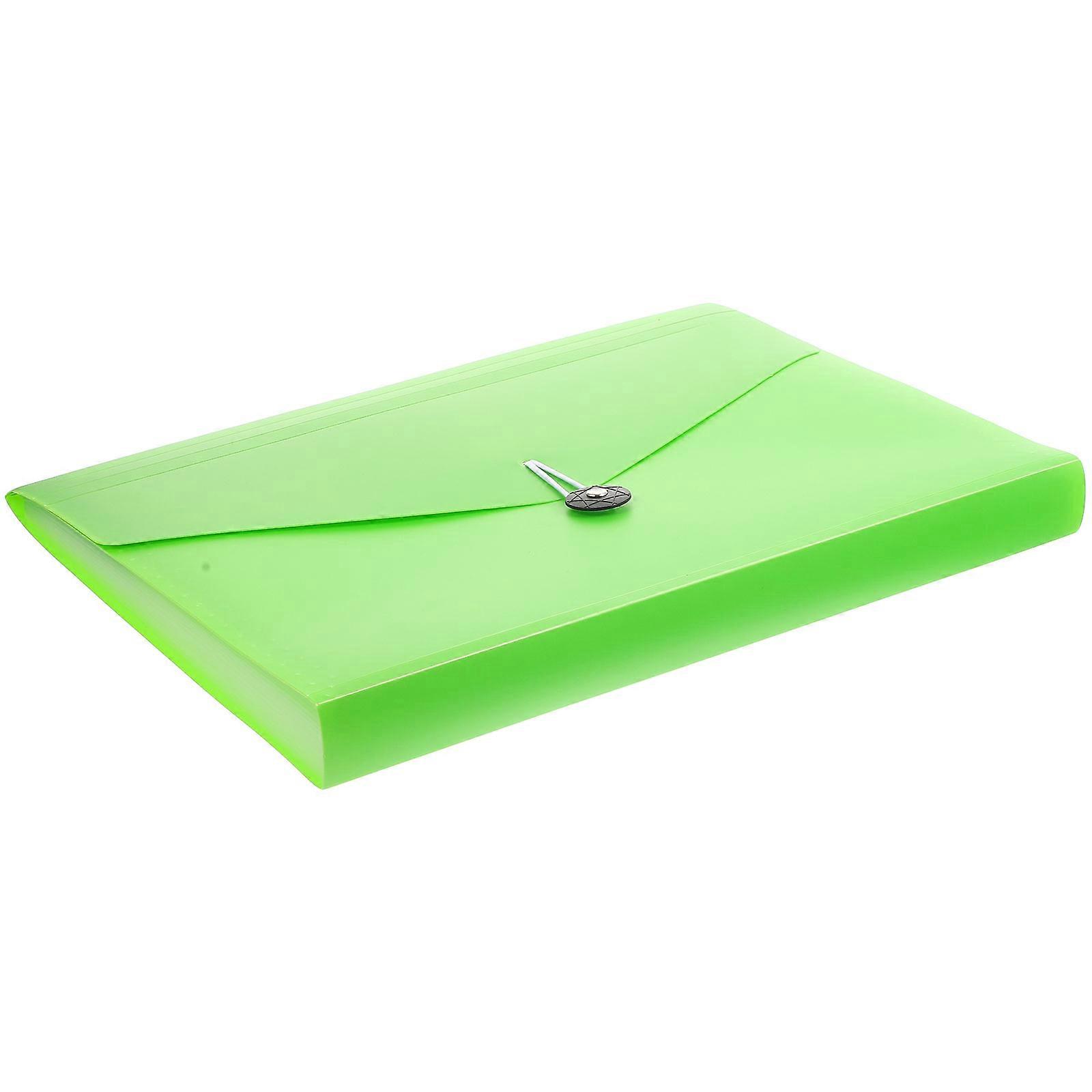 Accordion Folder For Document Organization Home Use Office Work School Study Travel Lightweight Green PP Material 1Pack