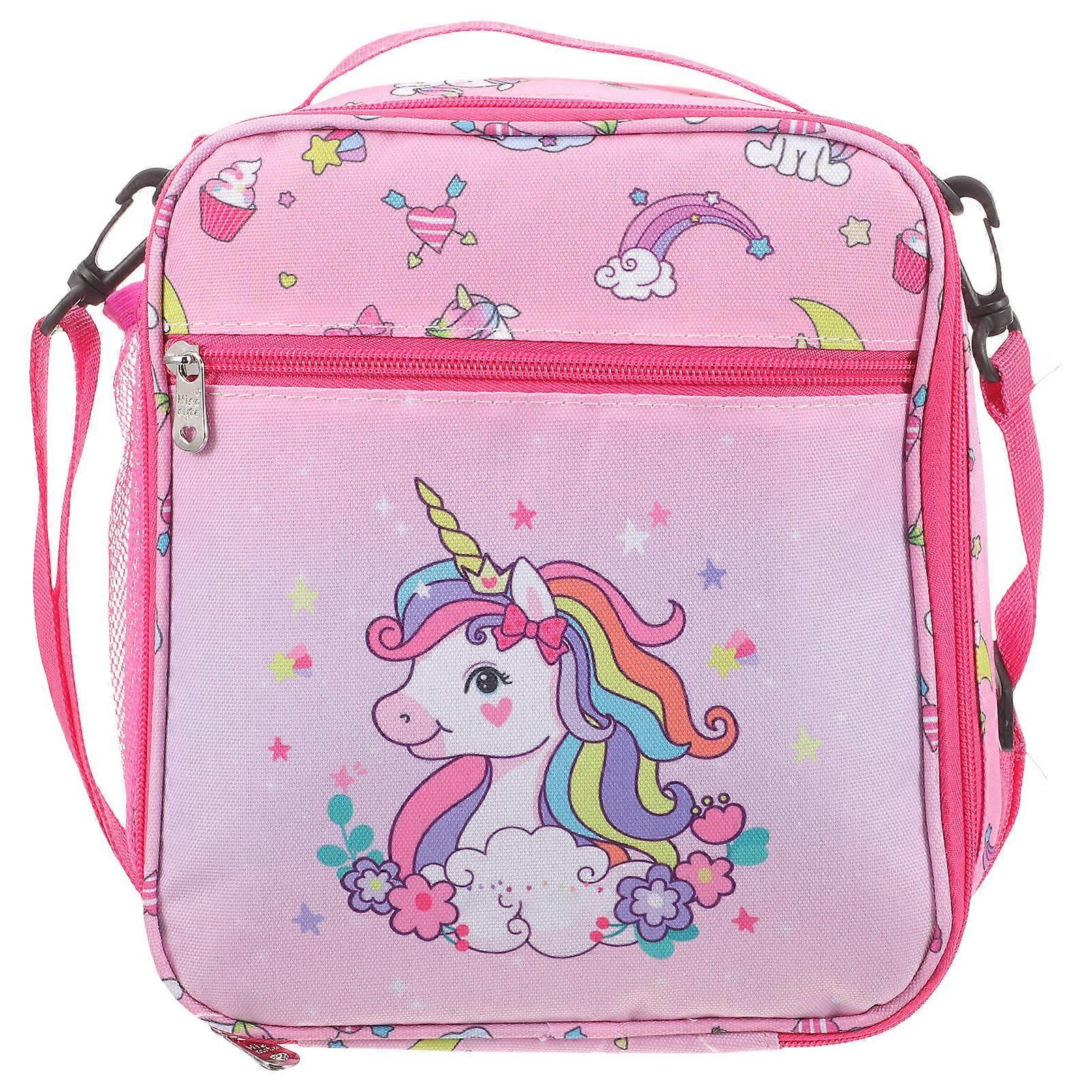 2Pcs Lunch Bag For Girls Cute Camping Picnic Travel Container With Handle Square Design