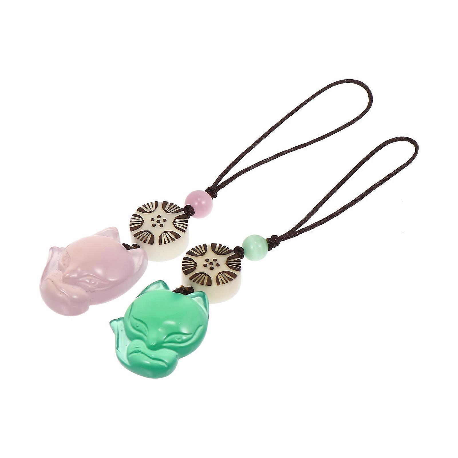 Assorted Color Foxes Jade Pendants for Phone Decor 6 Pieces