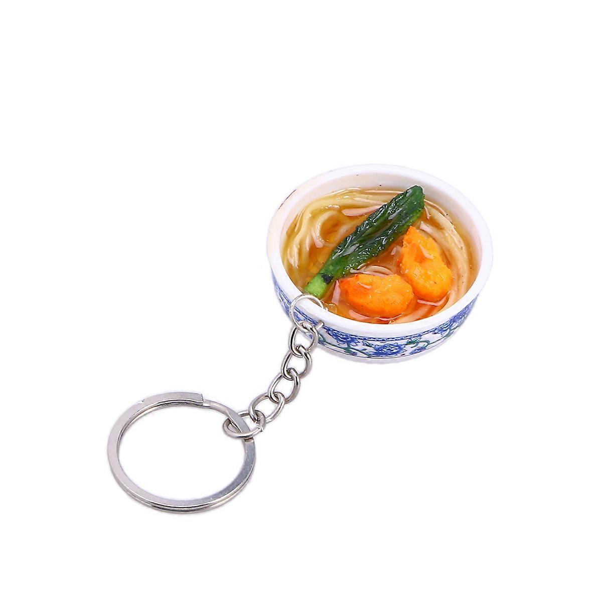 Prawn Noodle Creative Keychain for Decoration 2Pcs with Alloy Ring