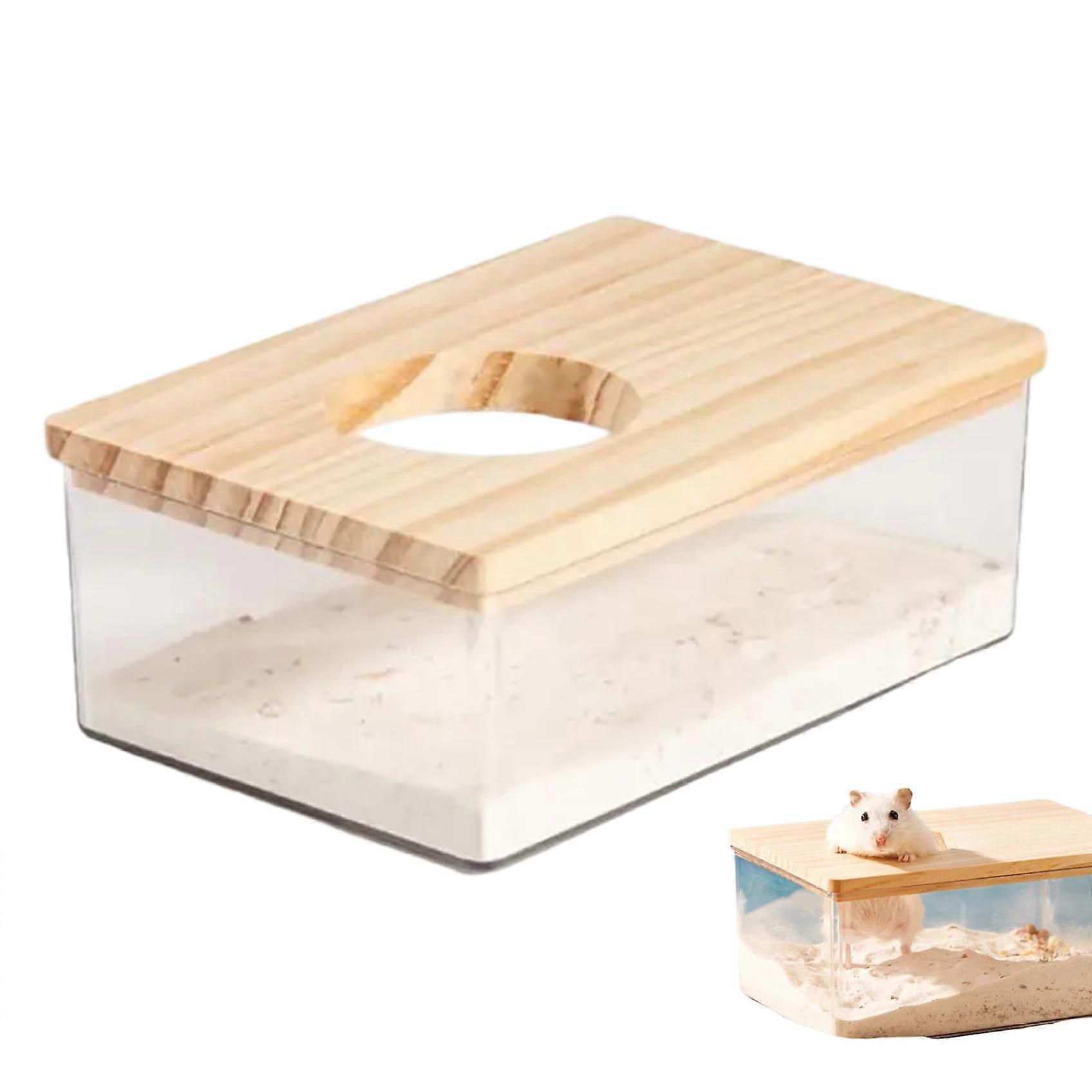 Hamster Sand Box 4x6x3 Inch Transparent SpillProof Washable Litter Box Small Animal Bath Container