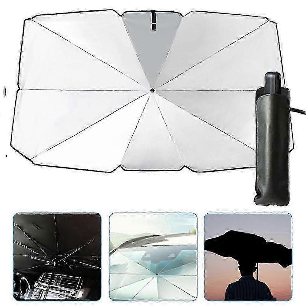 2025 Car Sunshade Windshield Sunshade, Titanium Silver Cloth Foldable Windshield Sunshade