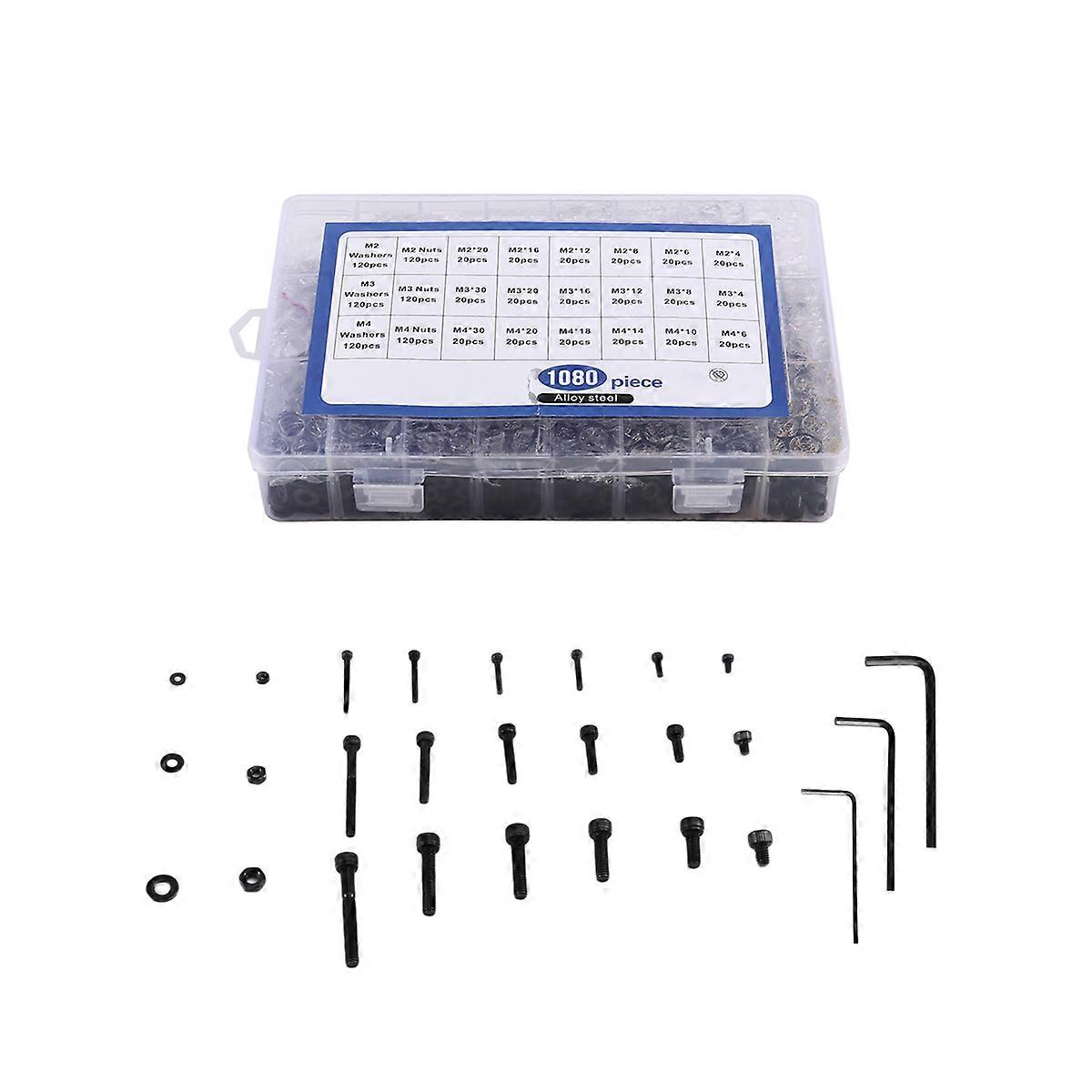 1080Pcs M2 M3 Hex Socket Head Cap Screws Kit