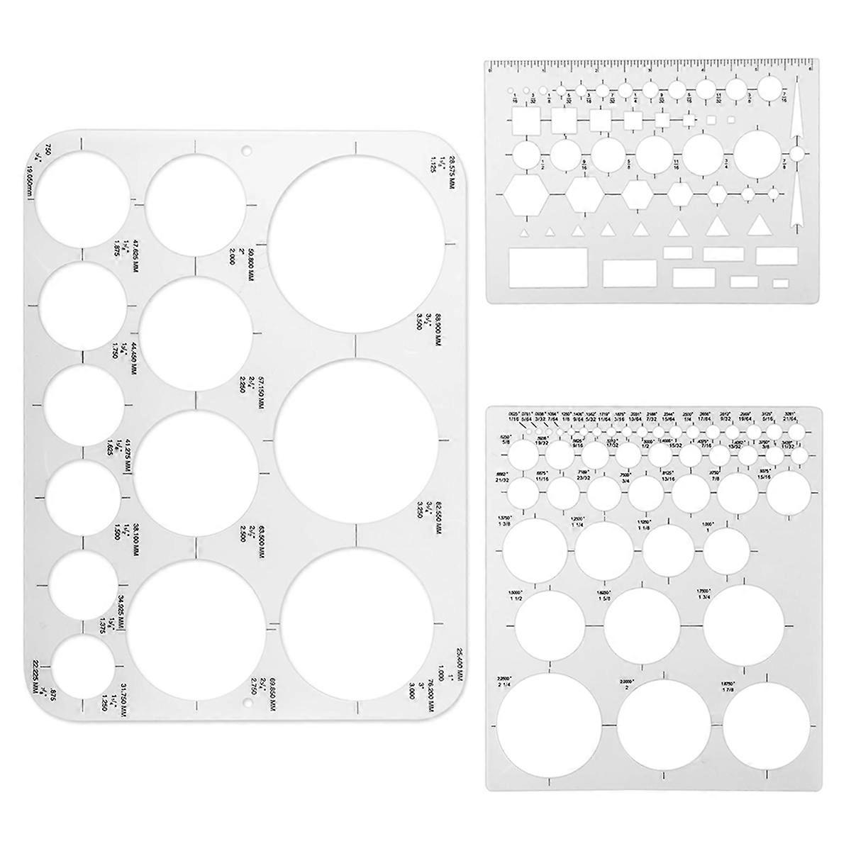 3pcs Circle Templates for Drafting Flexible Circle Stencils with Geometric Shapes 6 Sizes Plastic Measuring Rulers