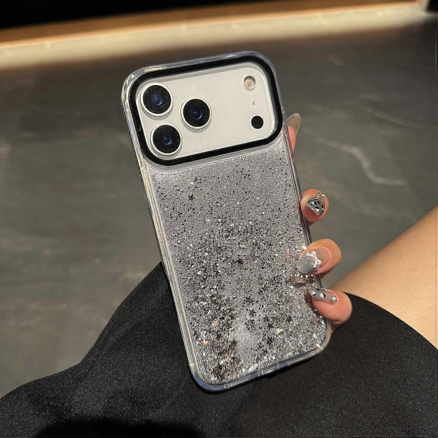 For iPhone 17 Pro Max Case Dynamic Liquid Glitter Soft TPU Hard PC Back Phone Cover