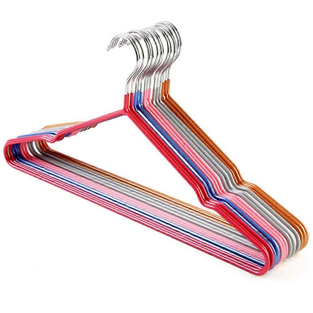 10Pcs Non-Slip Metal Hangers For Space Saving Clothes Drying Rack Designed For Shirts Sweaters And Dresses In Purple Color