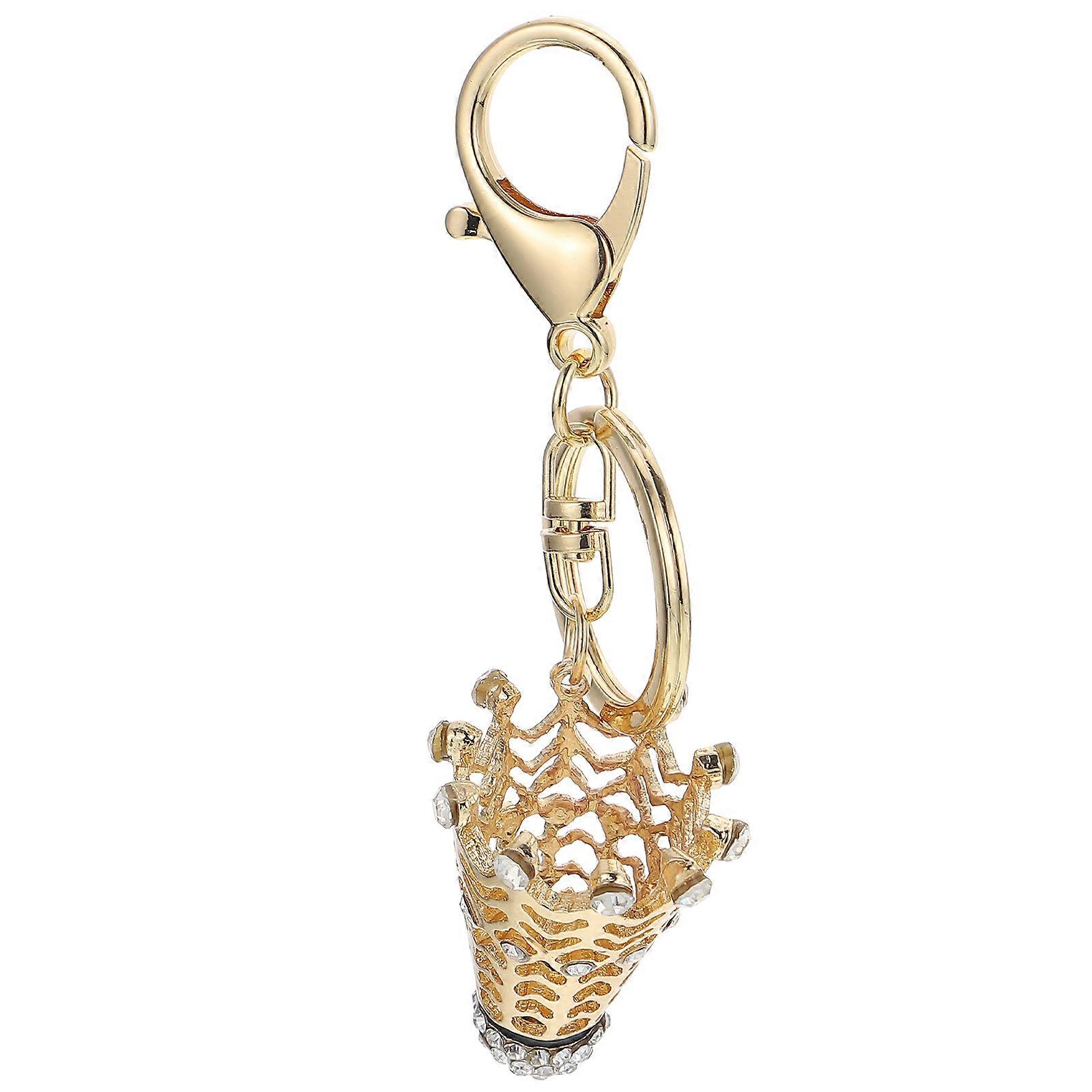 Backpack Decoration Diamond Badminton Key Chains 2Pcs Zinc Alloy White