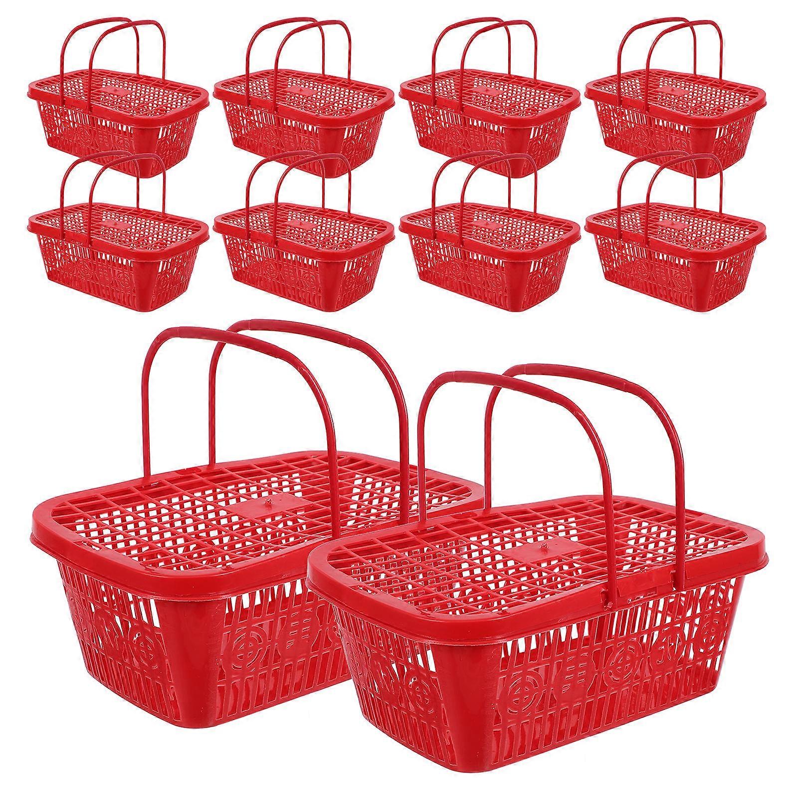 Portable Berry Basket 30 Pcs For Kids Outdoor Use Vegetable Storage Red Plastic Square Shape Versatile Function