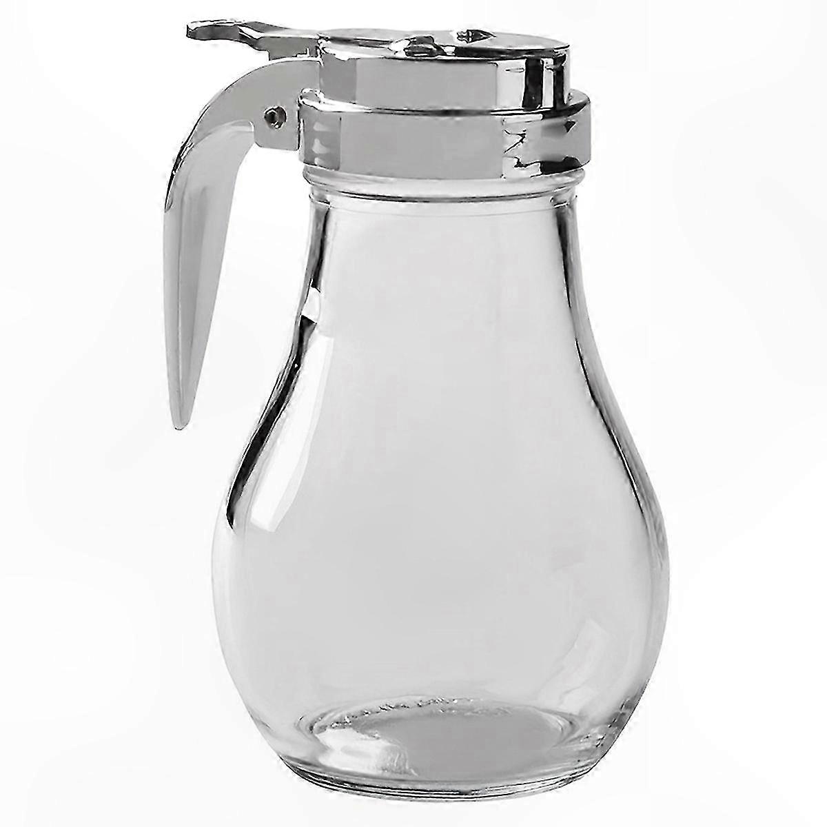Glass Syrup Dispenser for Maple Syrup and Honey, No Drip Design, Dishwasher Safe Container