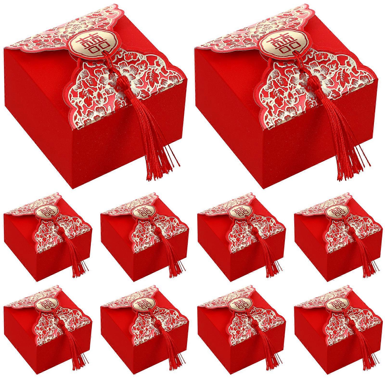Portable Candy Container Red Paper Wedding Candy Box 60Pcs