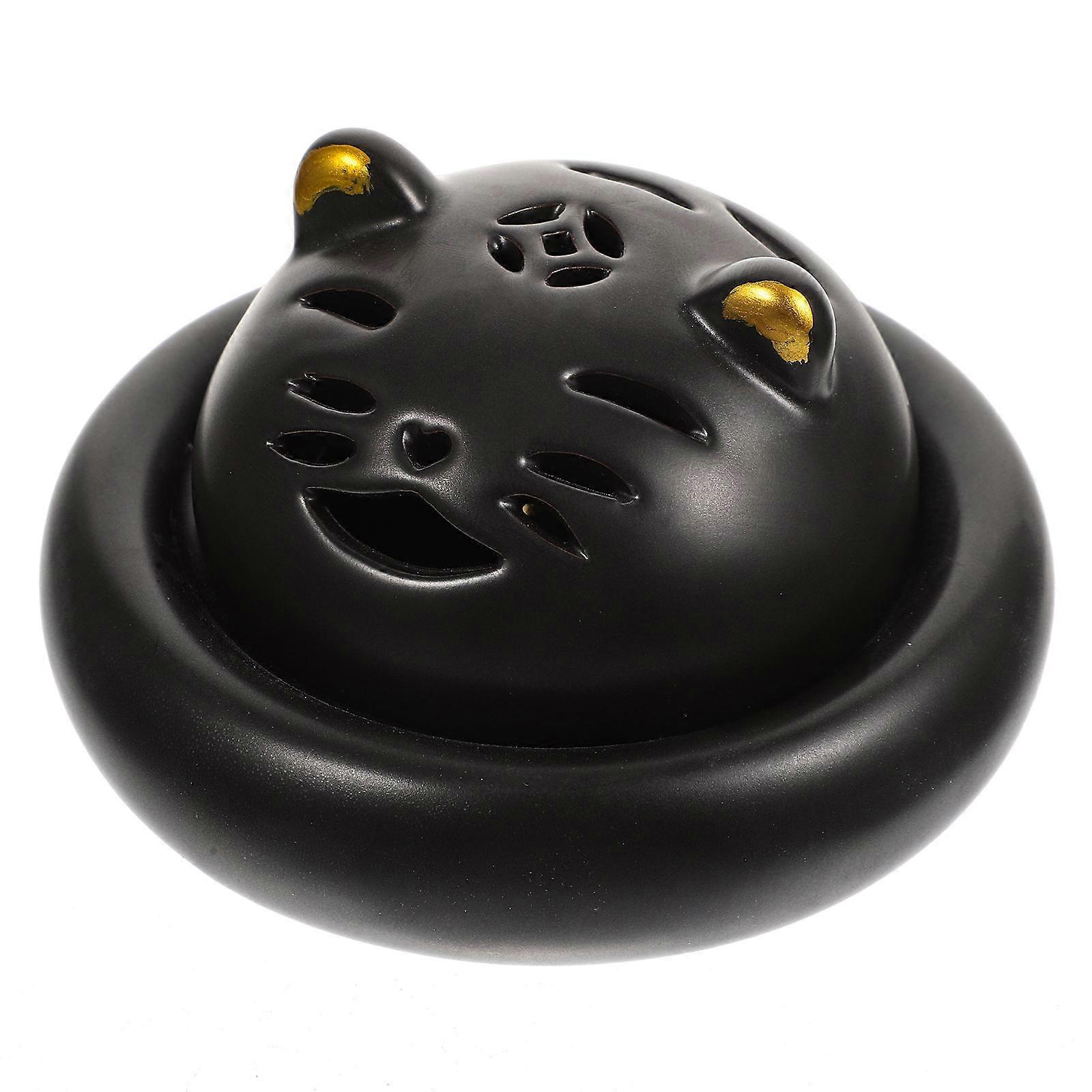 Ceramic Holder Cat Design for 5Pcs Black