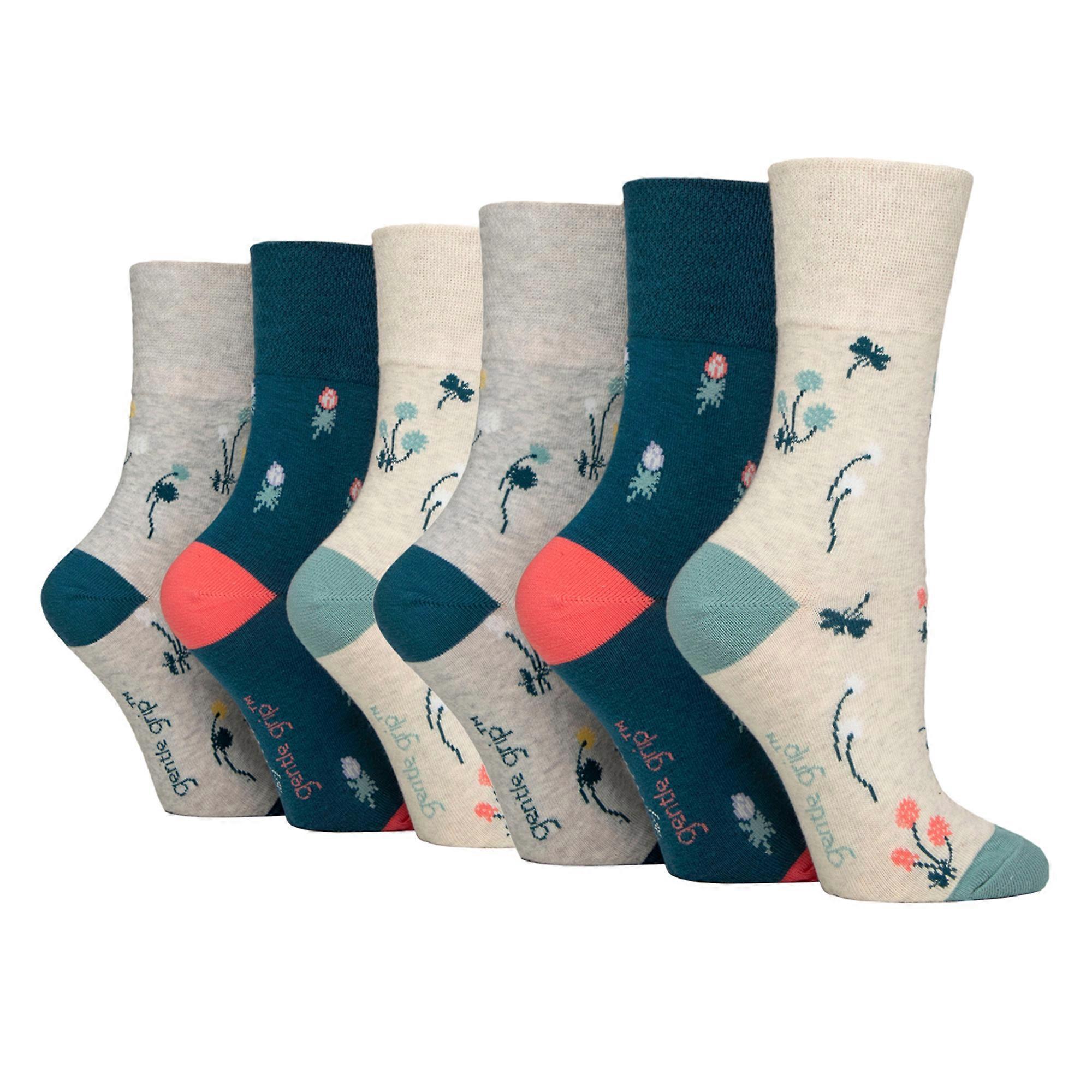 Gentle Grip - 6 Pairs Ladies Non Elastic Soft Top Diabetic Socks
