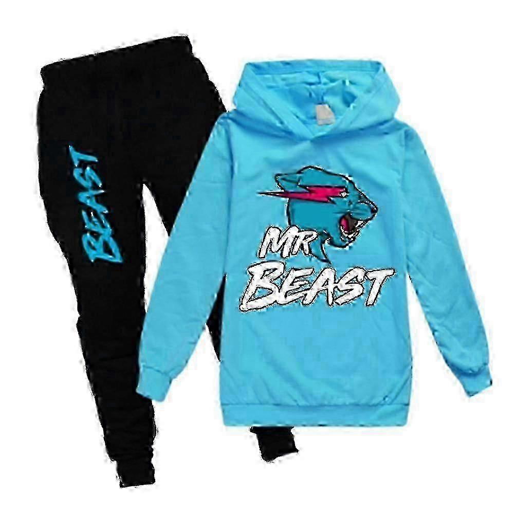 Mr Beast Lightning Cat Dzieci Chłopcy Dziewczęta Dres Pullover Bluza z kapturem Spodnie do joggingu Strój 2szt / zestaw