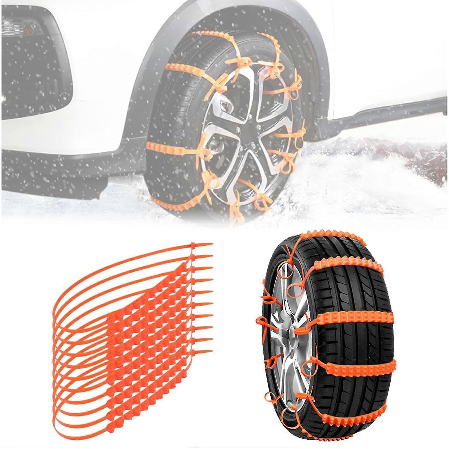 Car Tyre Antiskid Snow Chains Compatible With Hatchback And Fastback  10Piece Set