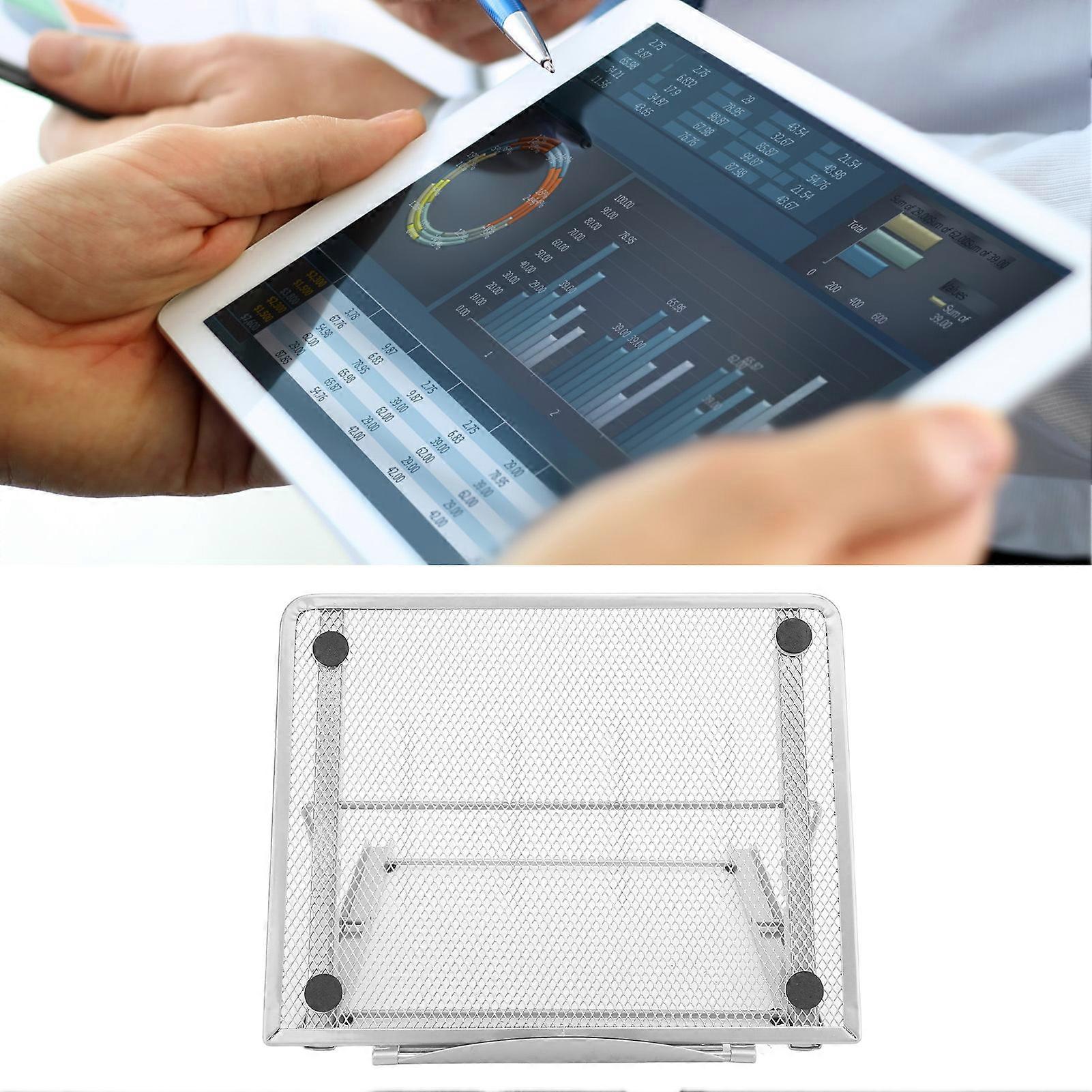 Laptop Stand Desk Adjustable Foldable Ventilated Tablet Computer Holder Universal Lightweight Ergonomic Cooling Silver 