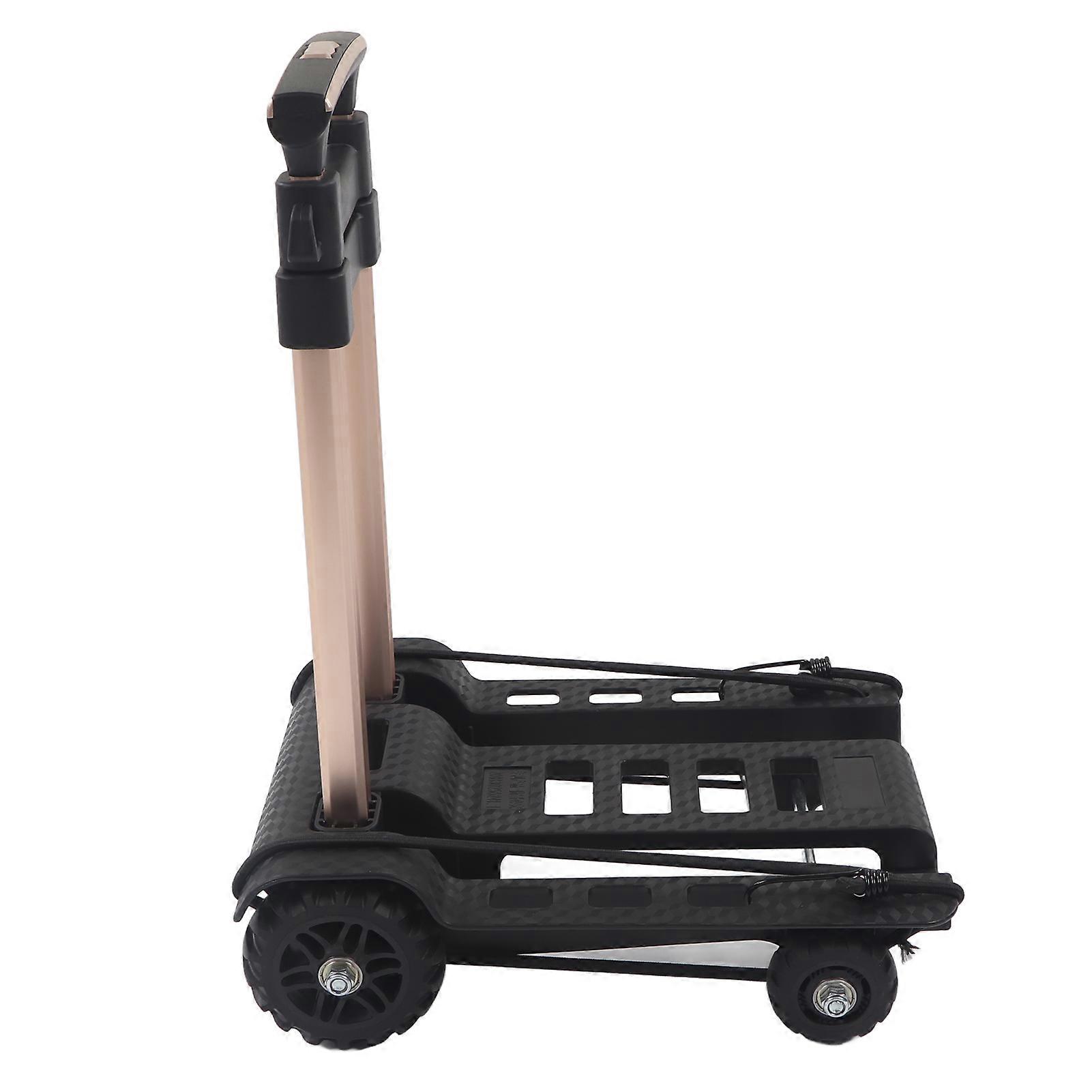 Folding Hand Trolley with 4 Silent Wheels Adjustable Pull Cart for Luggage Shopping 88lb Load Capacity 