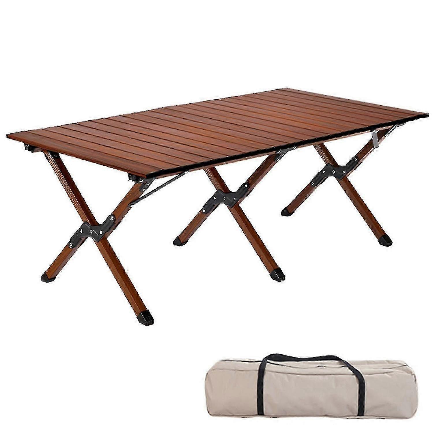 Aluminum alloy camping table 4-6 people roll-up lightweight picnic table with large table top and ha