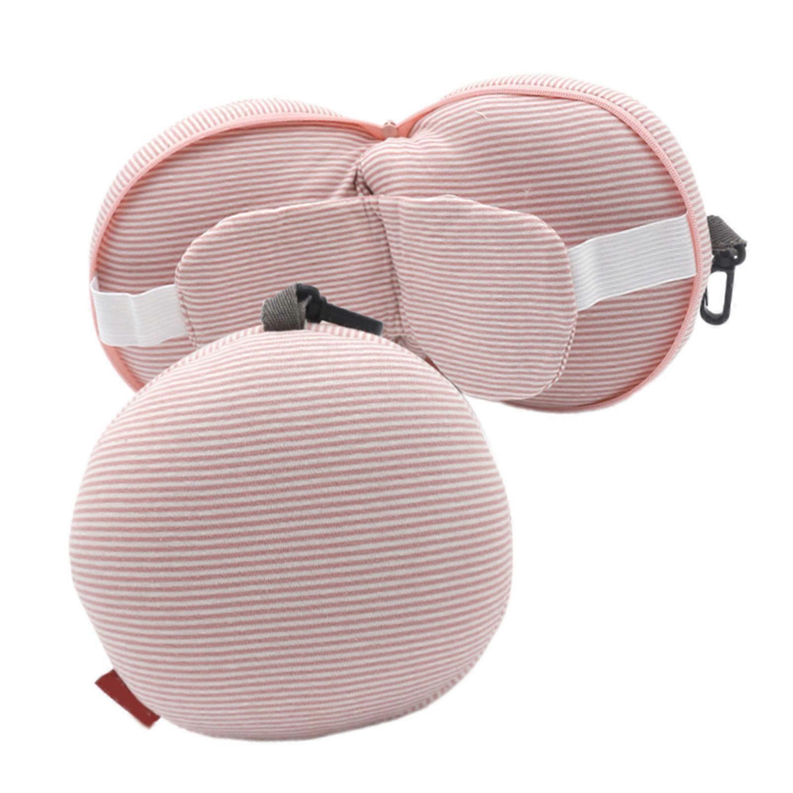 Multipurpose Travel Pillow and Eye Mask Combo Soft Support for Long Flights  Pink