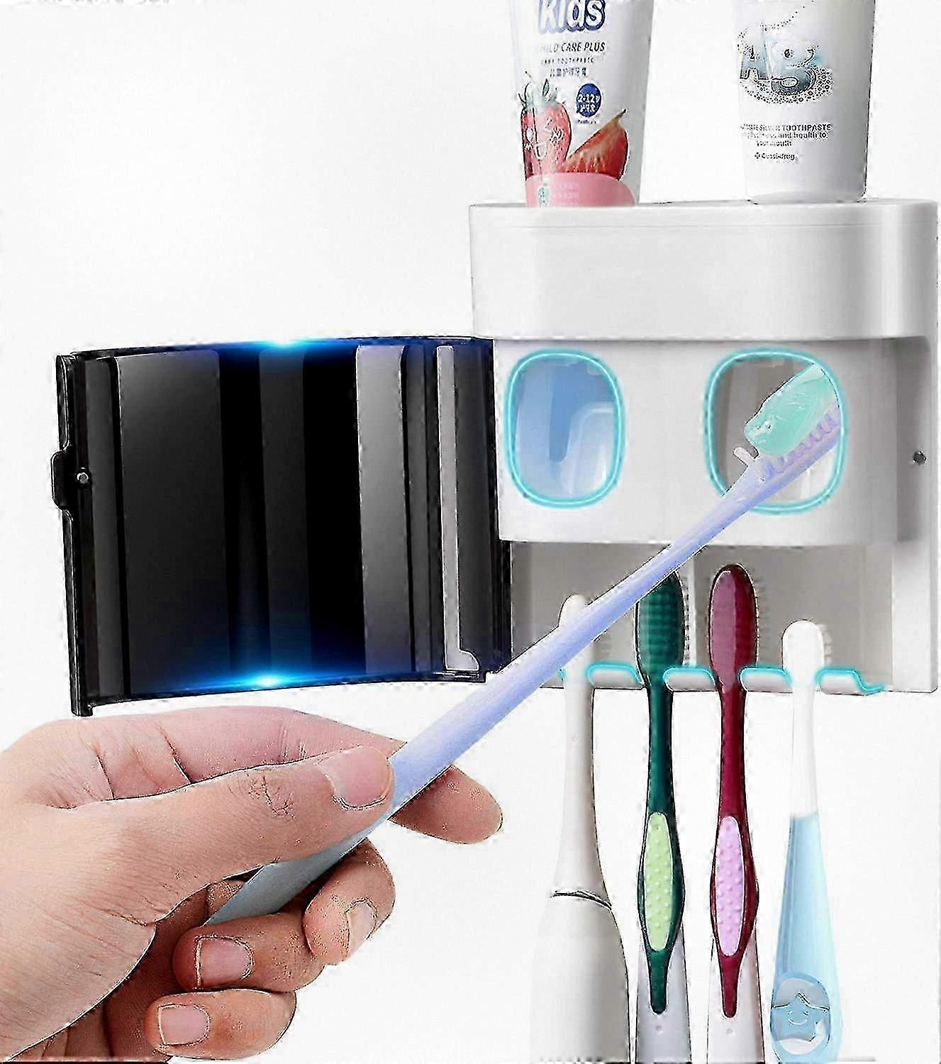Wall Mounted Toothbrush Holder and Toothpaste Dispenser Set with 2 Toothpaste Squeezers for Electric Toothbrushes, Suitable for Kids, Ideal