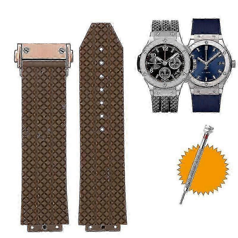 רצועת שעון עבור Hublot Big Bang סיליקון 25*19 מ"מ רצועת שעון גברים עמידה למים שרשרת אביזרי שעון צמיד גומי צמיד צמיד-כחול שחור