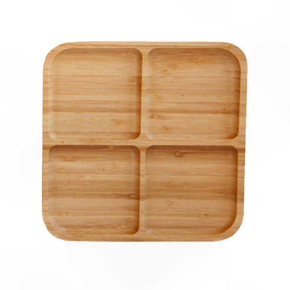 Bamboo Snack Plate with 4 Grids for Fruit and Bread Size S