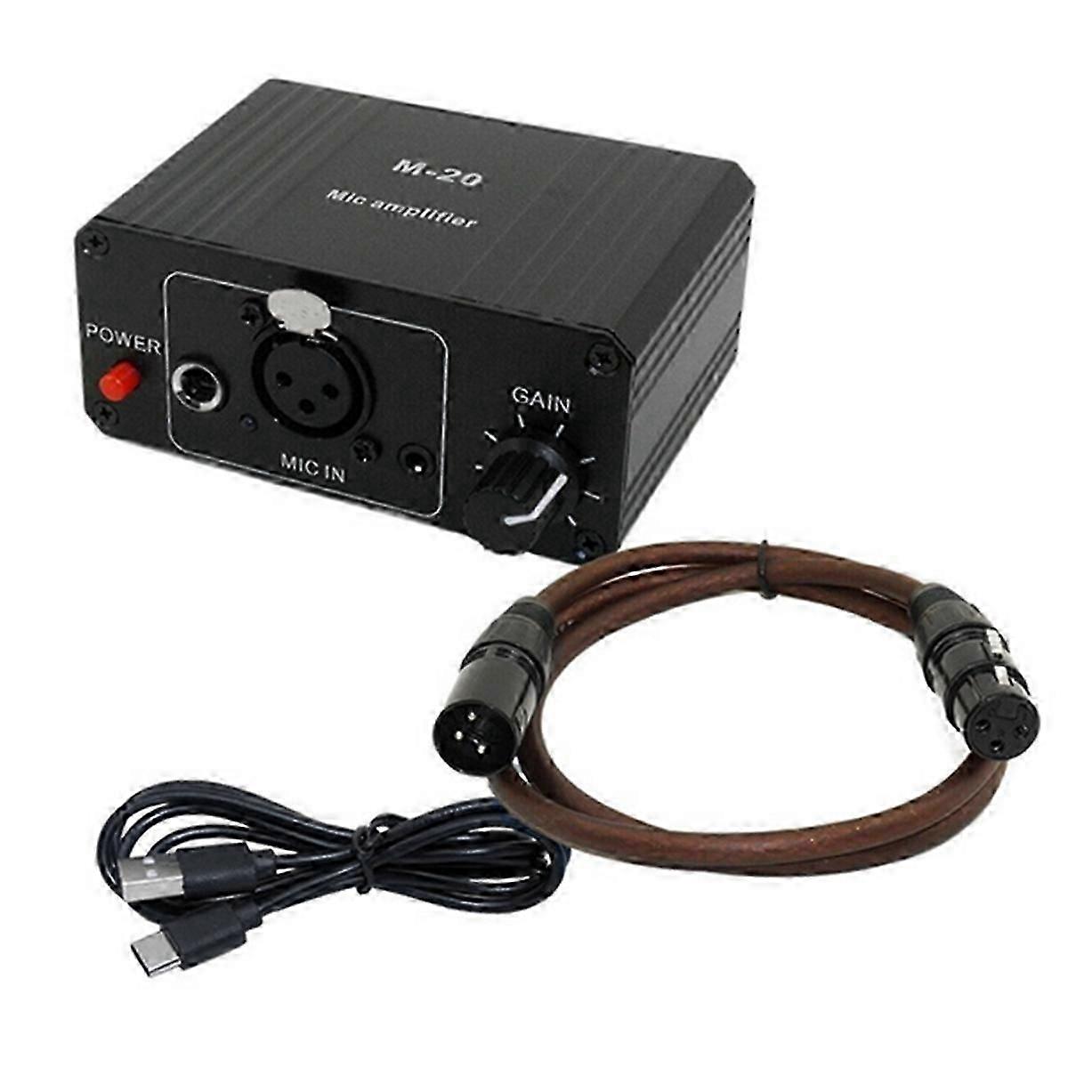 Dynamic Microphone Condenser Mic Amplifier M-20 Audio 48V Phantom Power Charging Black for Live Soun