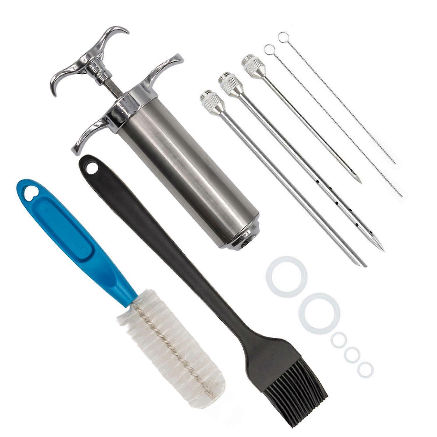 银腌制注射器 – 用于烧烤香料、腌泡汁、烤肉、烧烤的不锈钢注射器