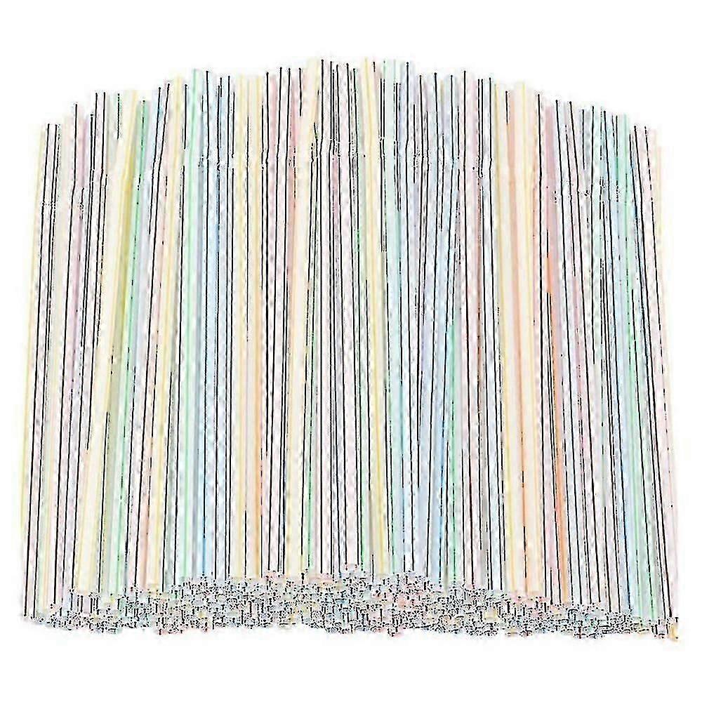 1000本入り フレキシブルプラスチックストロー ストライプ柄 マルチカラー 使い捨てストロー