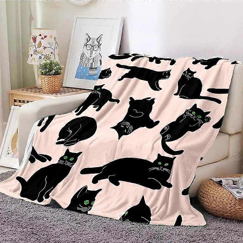 Keai Cat Flannel Blankets, Black Cat Blankets, Soft And Comfortable  Beds, Nap Covers, -173x218cm