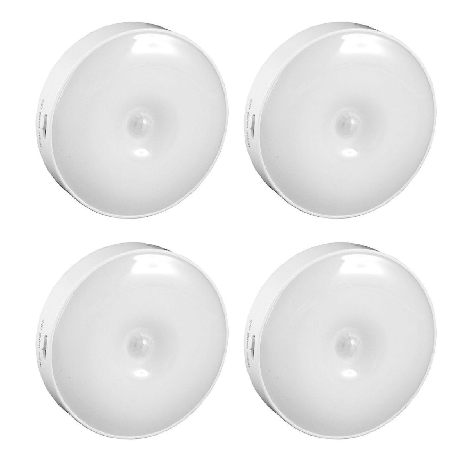 4Pcs Motion Sensor Night Light Rechargeable LED Lamp Auto On Off Warm White Lighting for Home