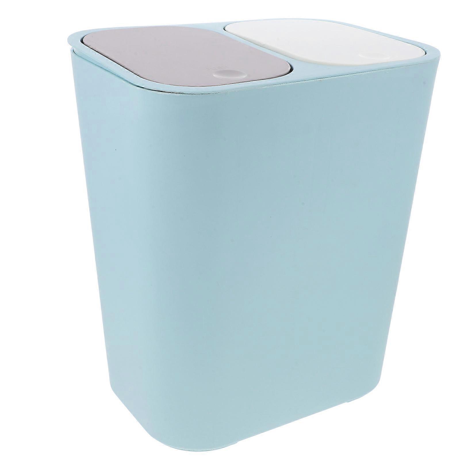 Kitchen Dual Bin Dry and Wet Separation Trash Can with Lid 2-Compartments