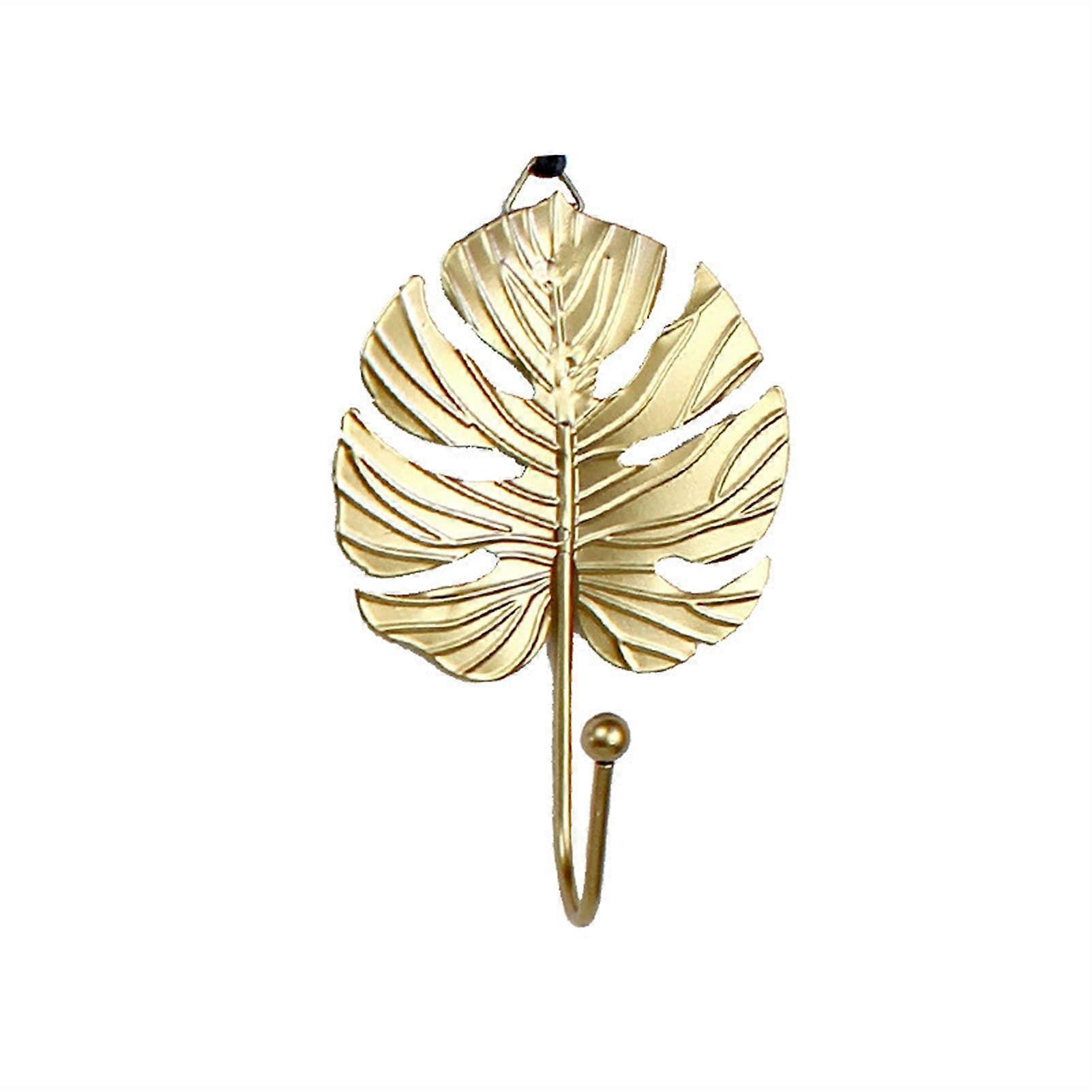 Coat Rack Wall Hooks Leaf Design Punch Key Holder Green Gold for Home Entryway (Color 6)