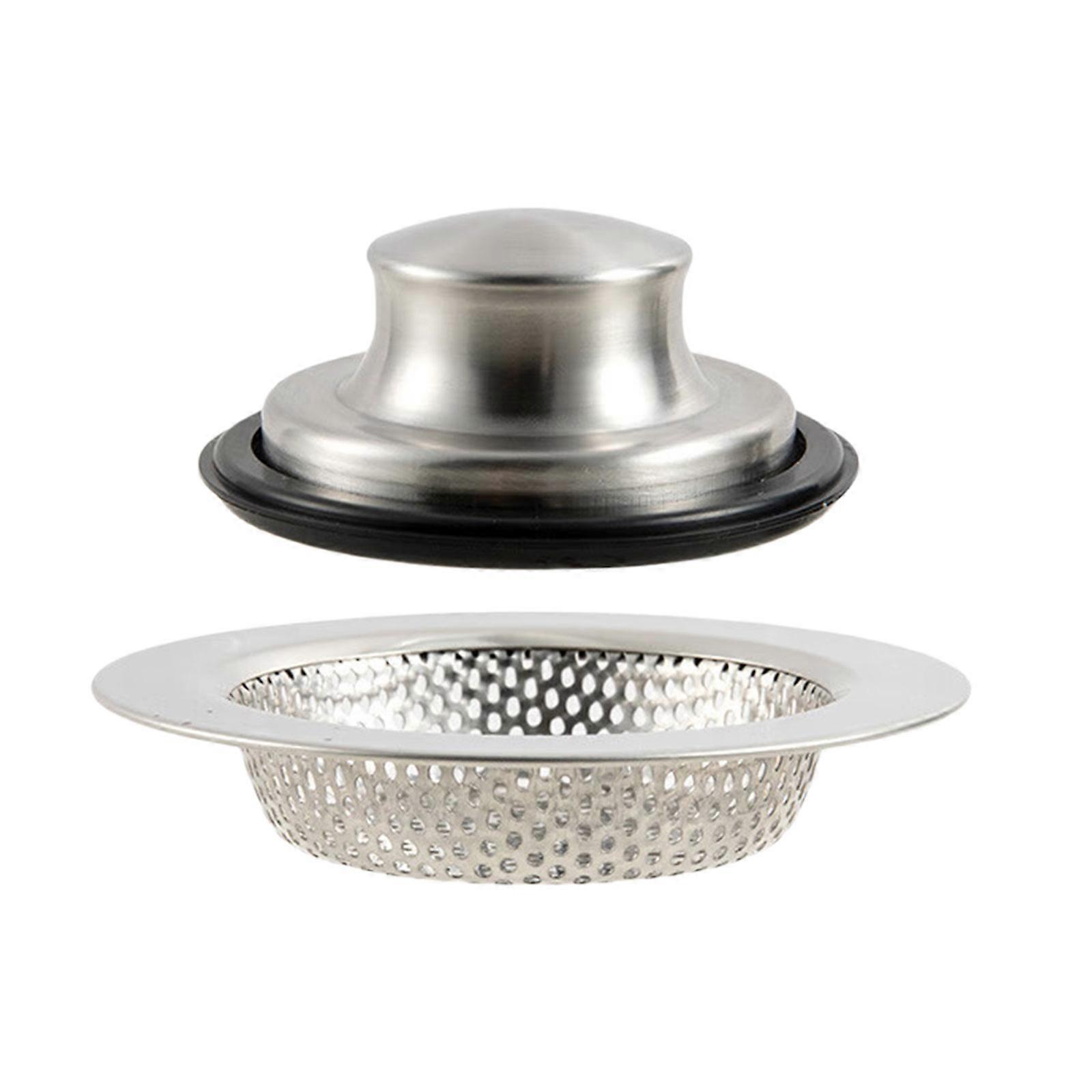 Universal Kitchen Drain Basket And Stopper For Seamlessly Sink Installation Without Tool  silver