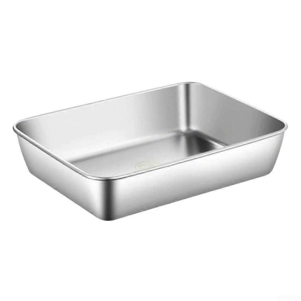Stainless Steel Food Storage Tray with Rustproof Rectangular Lid for Kitchen and Dishwasher Safe