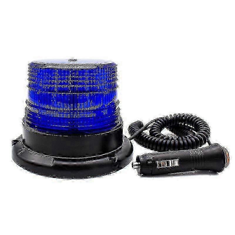 Blue Led Beacon, Magnetic Flashing Vehicle Warning Light With Cigarette Lighter Socket 12-80v