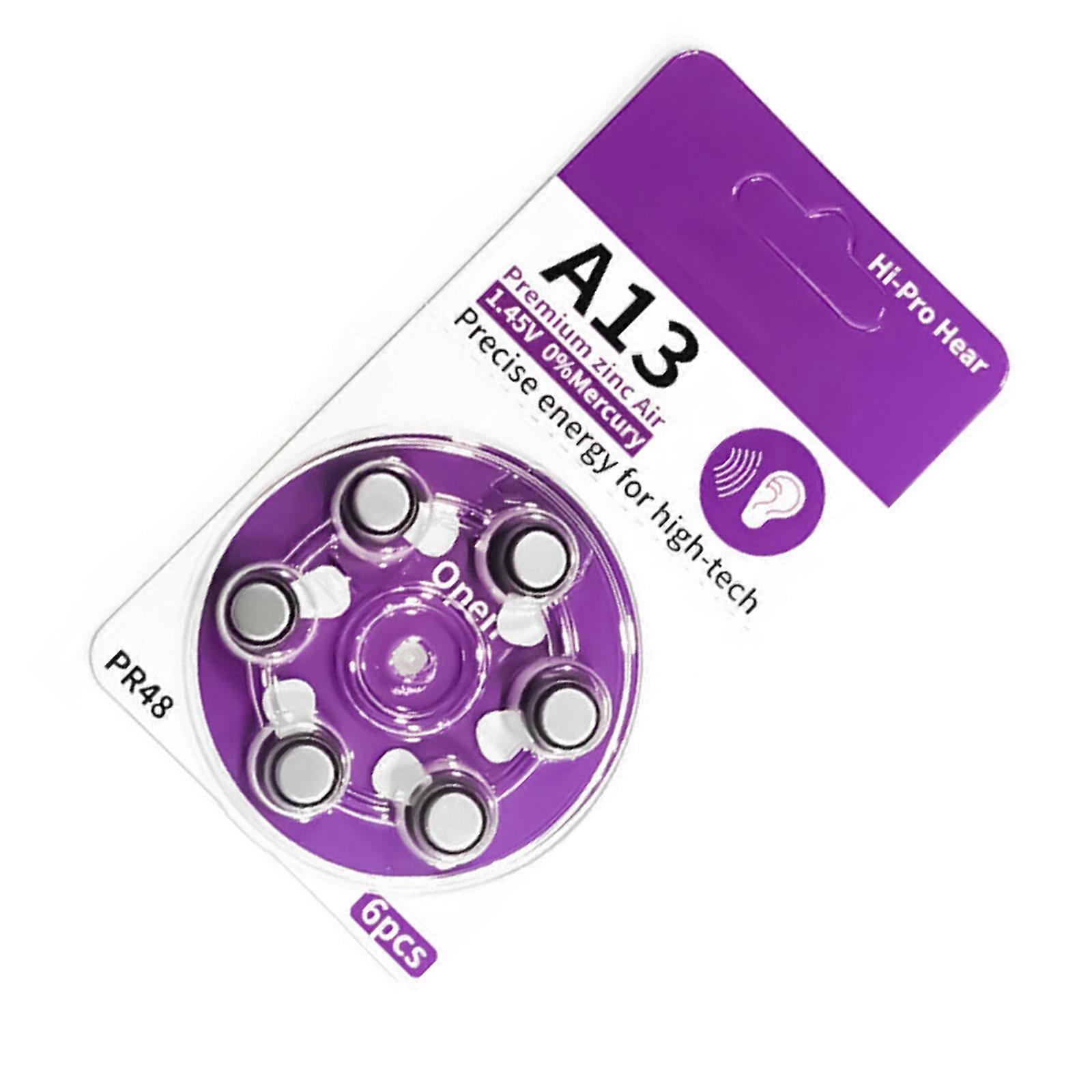 6pcs A13 Button Batteries For Hearing Aids Compactly Size A13 Zinc Air Batteries With Reliable 1.45V Output Power Multicolor